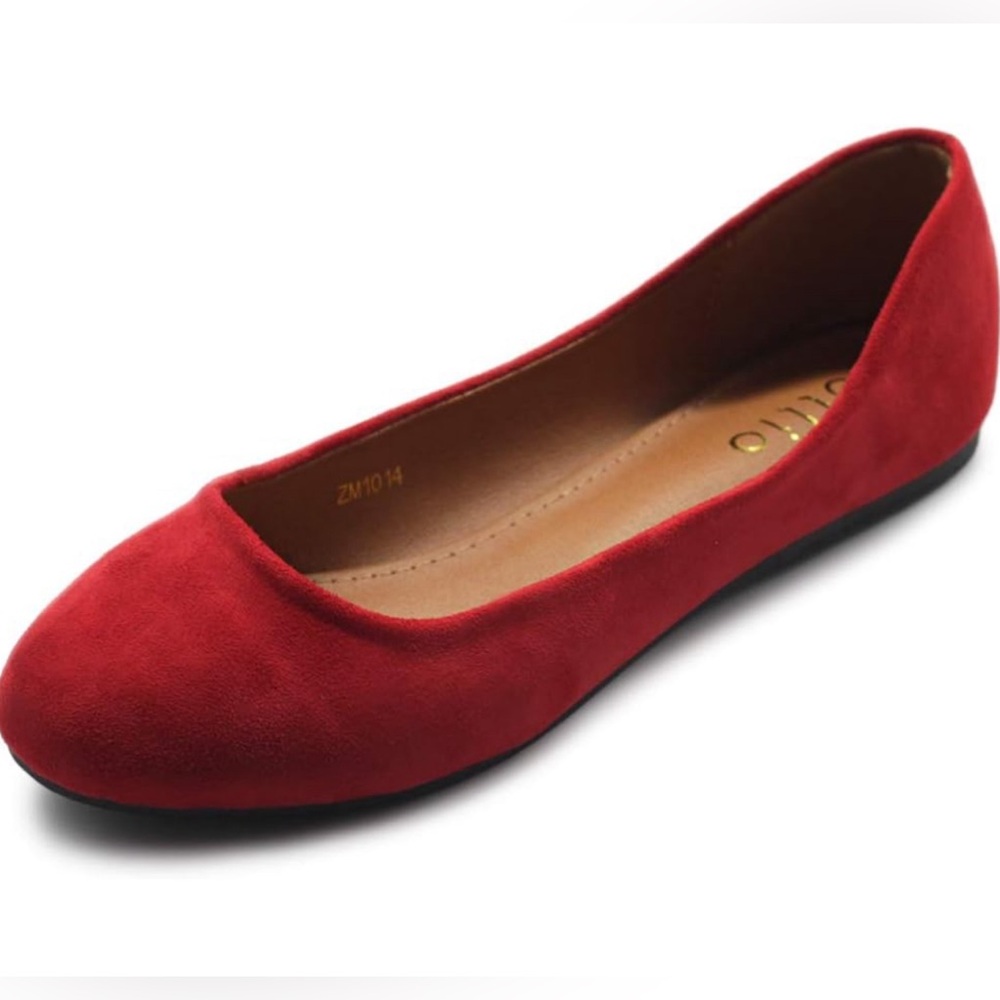 OLLIO Womens Shoe Ballet Light Faux Suede Low Heels Flat